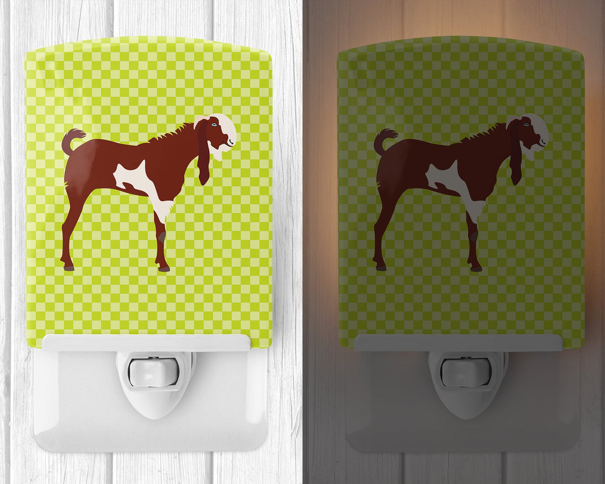 Jamnapari Goat Green Ceramic Night Light Compact, UL-Certified, Ideal for Bedroom, Bathroom, Nursery, Hallway, Kitchen, 6x4x3, Multicolor