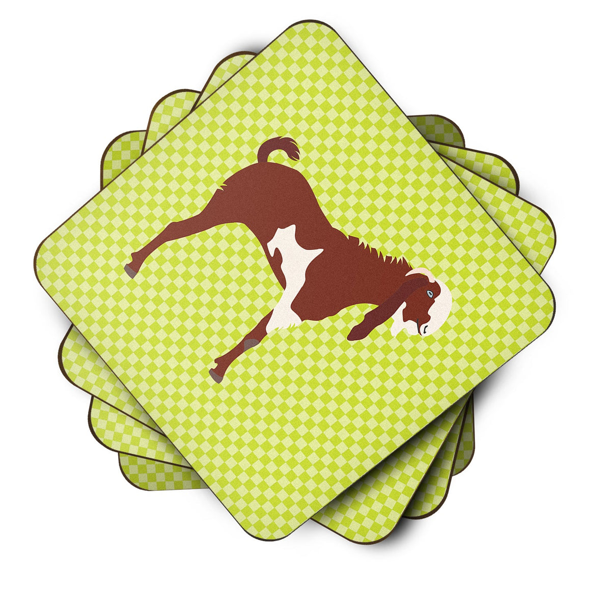 Jamnapari Goat Green Foam Coasters Set of 4 Cup Coasters for Indoor Outdoor, Tabletop Protection, Anti Slip, Mouse pad Material