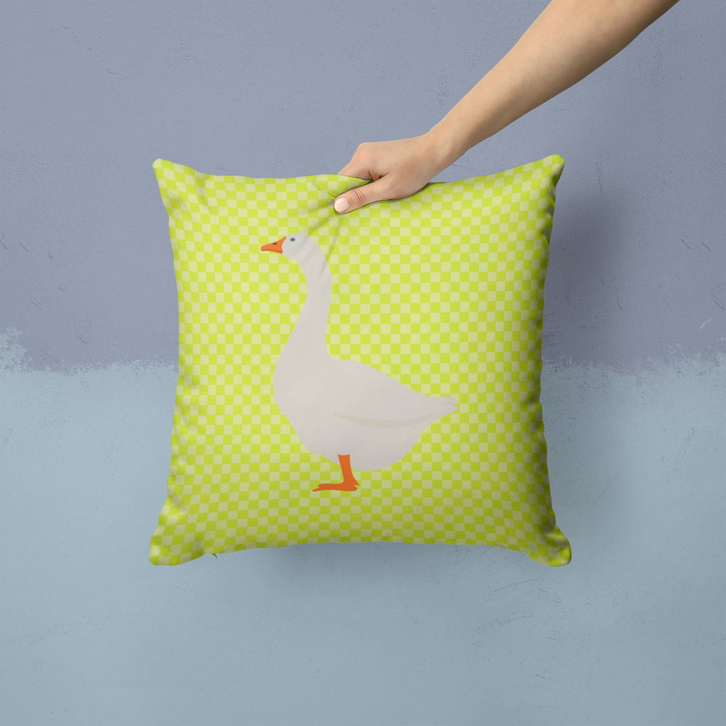 Embden Goose Green Decorative Throw Pillow 14x14 Indoor Outdoor Accent Cushion, Fabric Cover with Insert for Sofa, Bed, Porch & Living Room