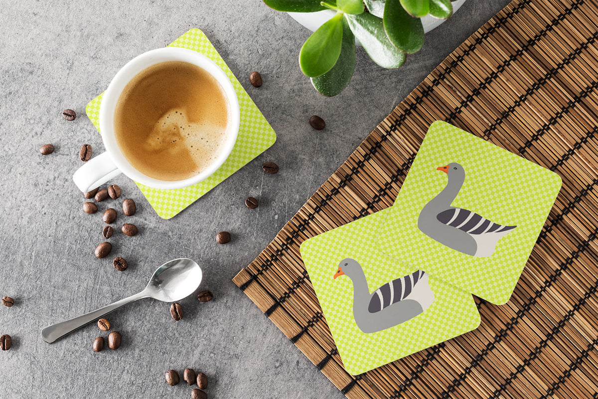 Pilgrim Goose Green Foam Coasters Set of 4 Cup Coasters for Indoor Outdoor, Tabletop Protection, Anti Slip, Mouse pad Material
