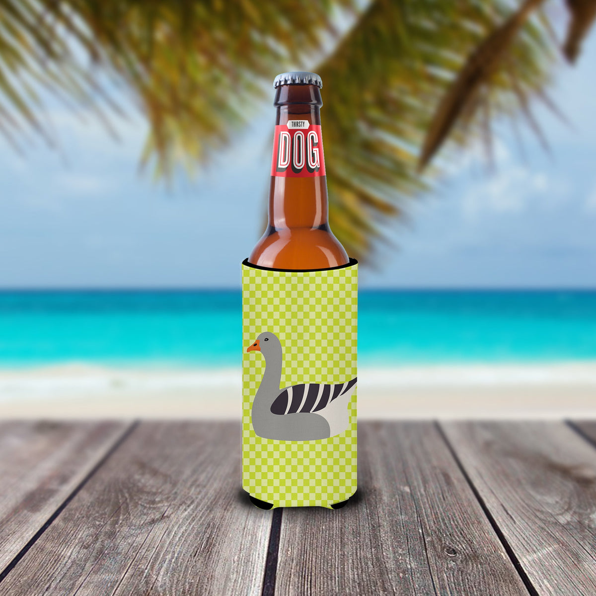 Pilgrim Goose Green Slim Can Hugger , Insulated Foam Hugger for 12 oz Slim Cans, Beer Bottles & Water Bottles, Printed in USA