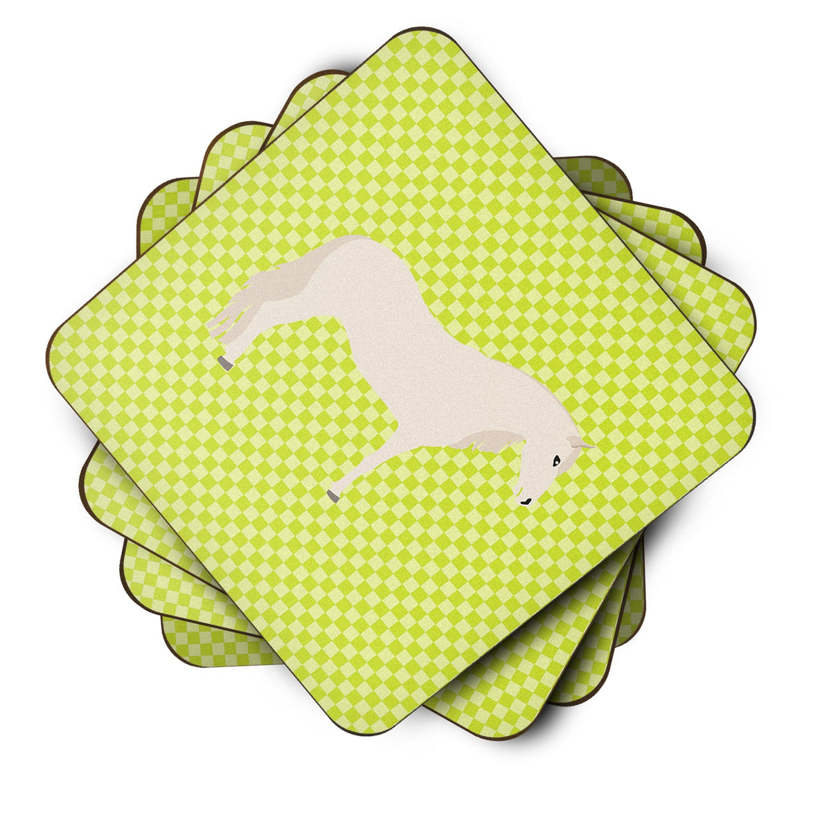 Paso Fino Horse Green Foam Coasters Set of 4 Cup Coasters for Indoor Outdoor, Tabletop Protection, Anti Slip, Mouse pad Material
