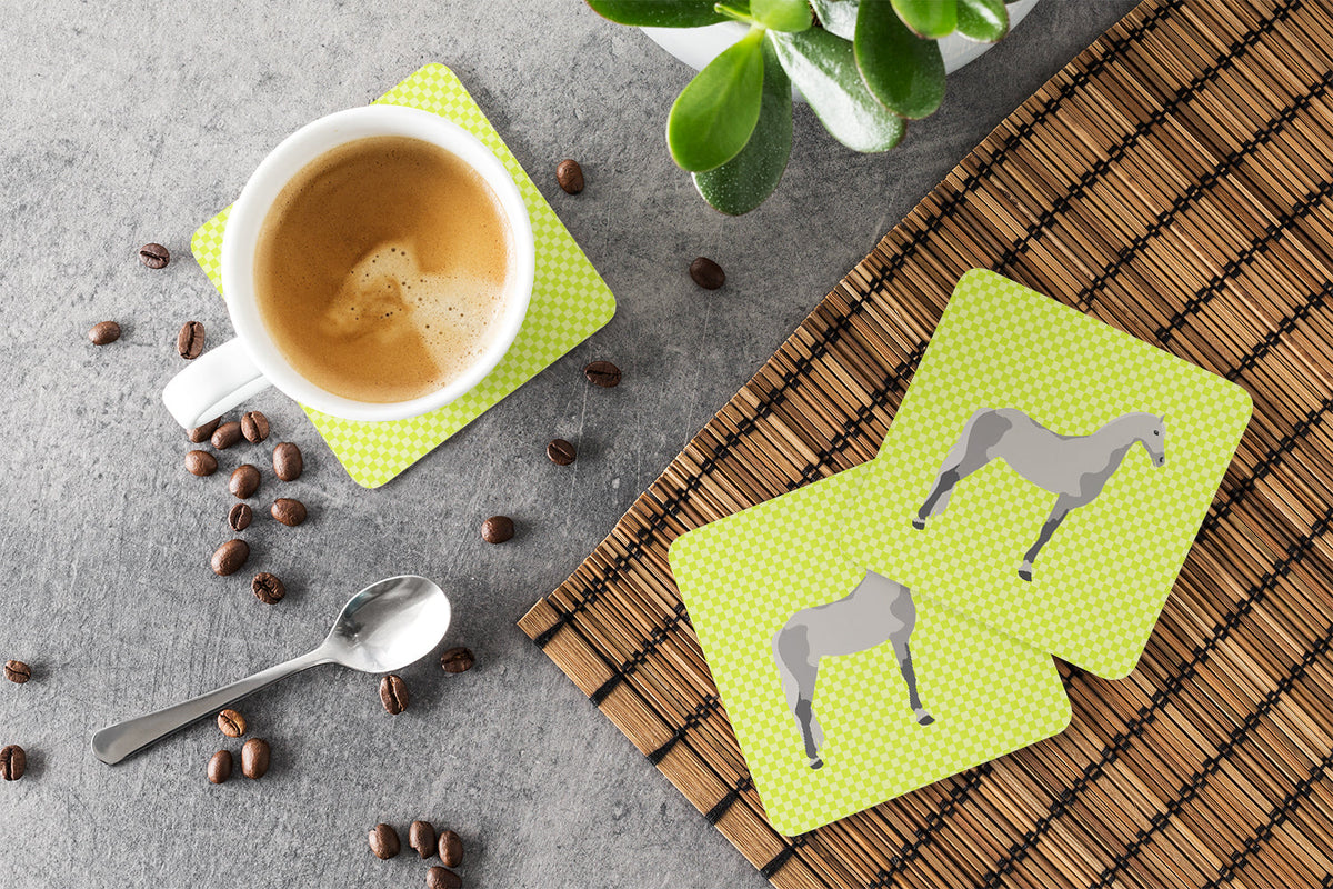 Orlov Trotter Horse Green Foam Coasters Set of 4 Cup Coasters for Indoor Outdoor, Tabletop Protection, Anti Slip, Mouse pad Material