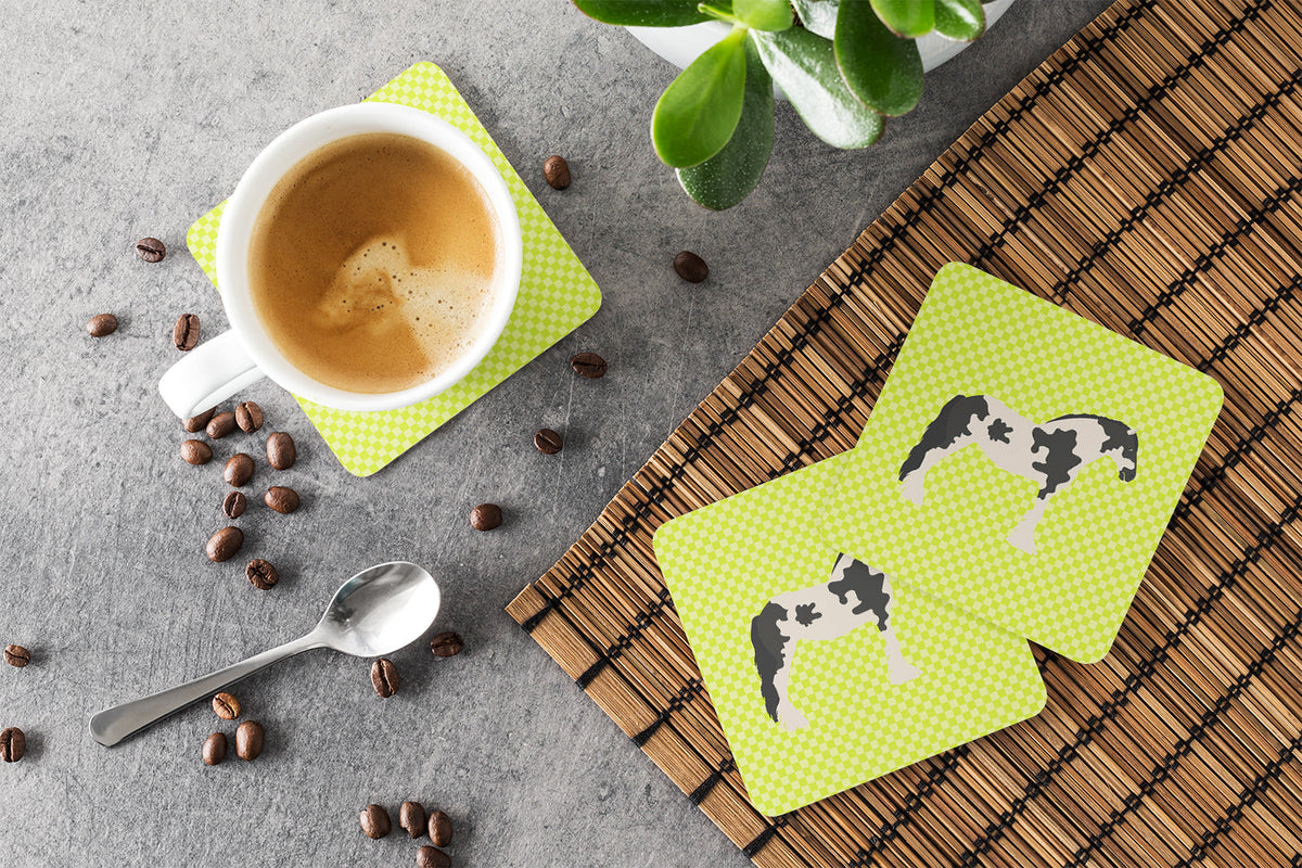 Cyldesdale Horse Green Foam Coasters Set of 4 Cup Coasters for Indoor Outdoor, Tabletop Protection, Anti Slip, Mouse pad Material