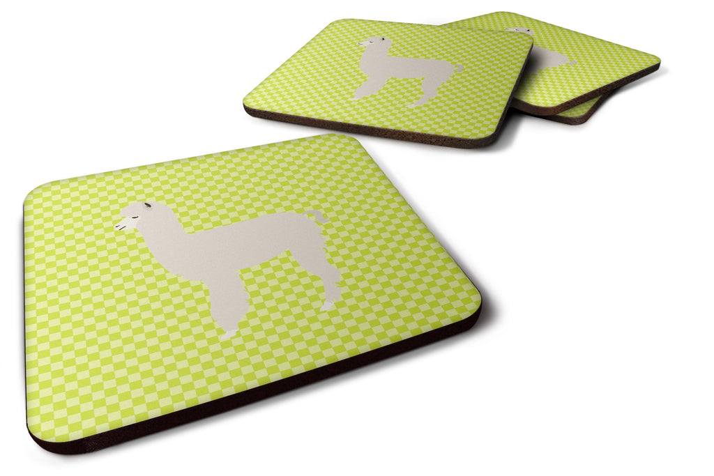 Alpaca Green Foam Coasters Set of 4 Cup Coasters for Indoor Outdoor, Tabletop Protection, Anti Slip, Mouse pad Material