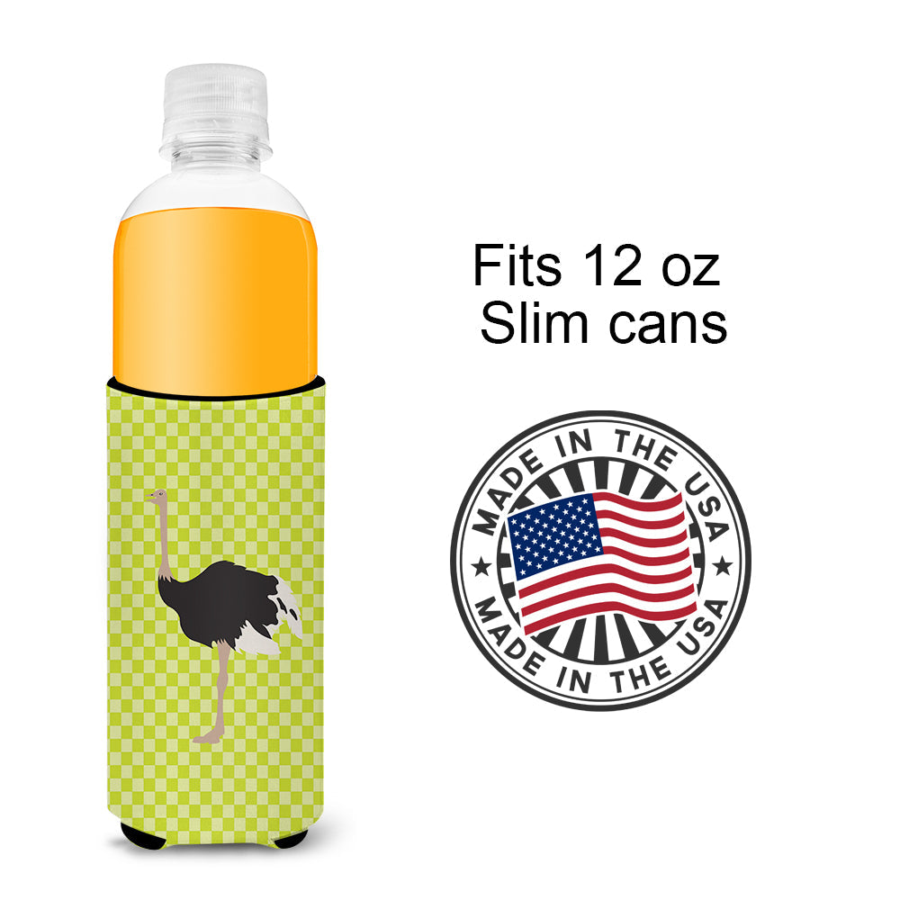 Common Ostrich Green Slim Can Hugger , Insulated Foam Hugger for 12 oz Slim Cans, Beer Bottles & Water Bottles, Printed in USA