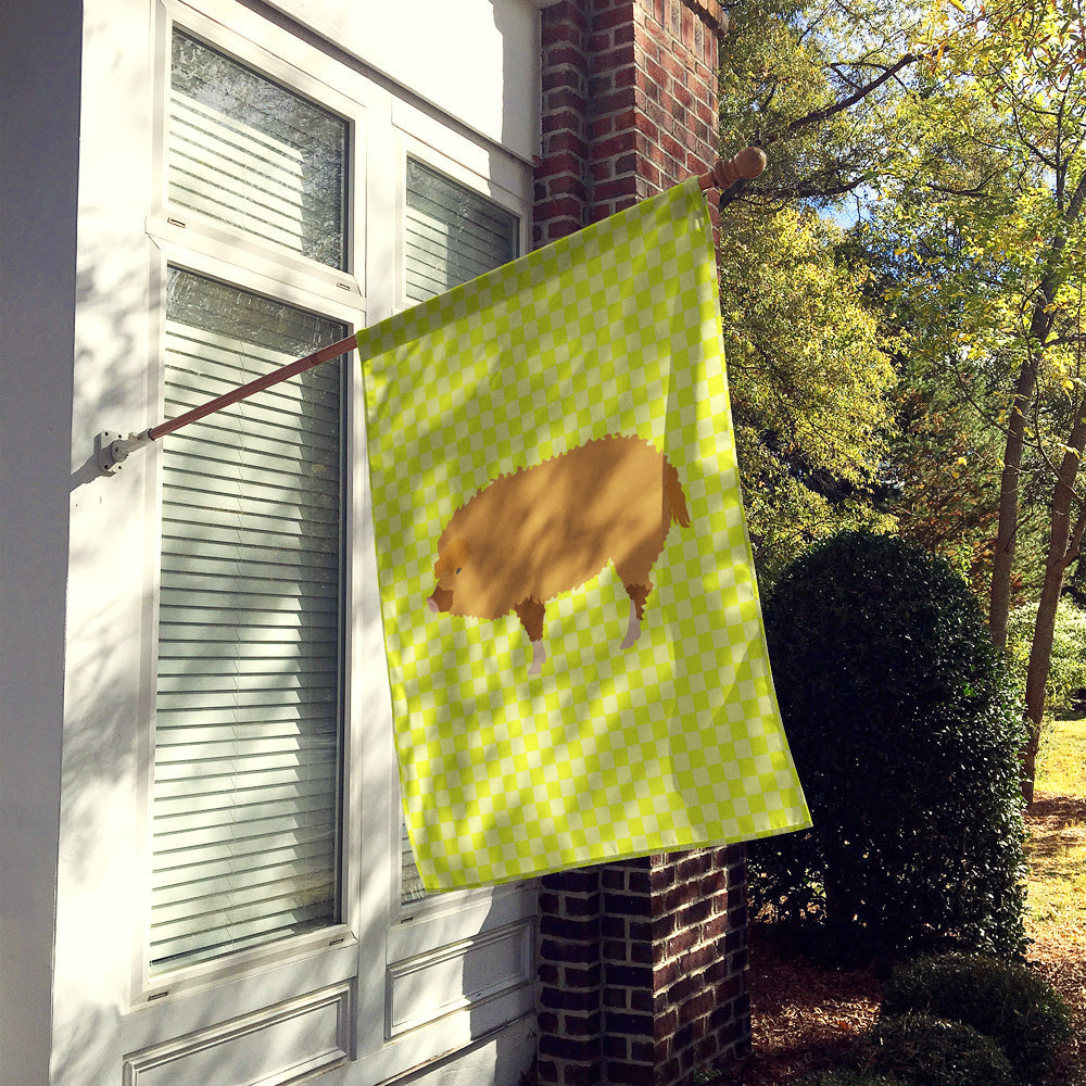 Hungarian Mangalica Pig Green House Flag 28x40 Porch Sleeve Pole Decorative Outside Yard Banner Artwork Wall Hanging, Polyester