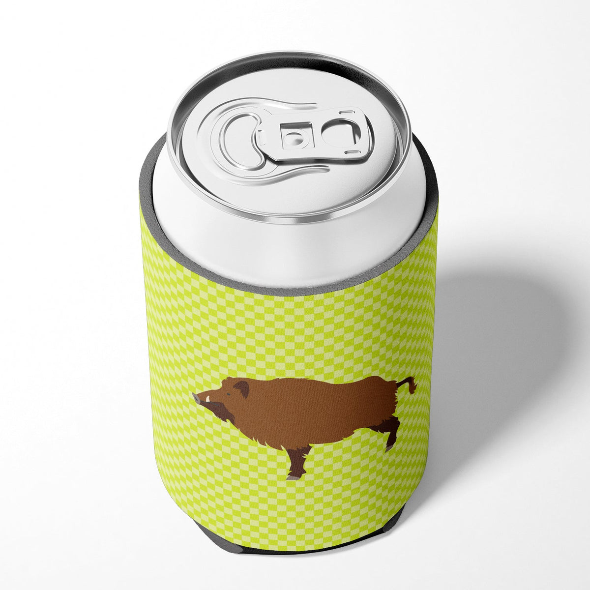 Wild Boar Pig Green Can or Bottle Hugger Cooler Sleeve for Standard 12 oz Cans, Insulated Foam Beer & Soda Can Hugger Reusable