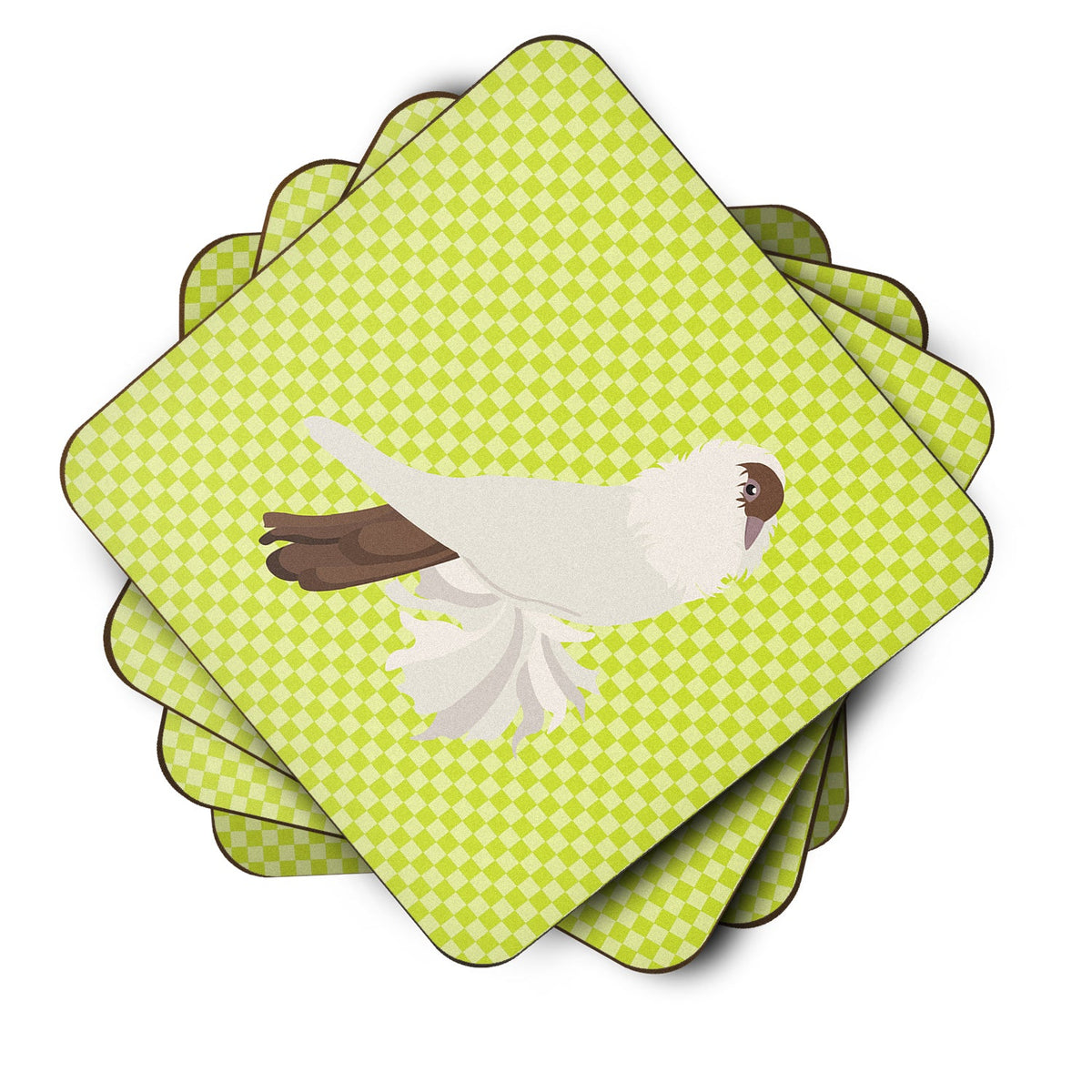 German Helmet Pigeon Green Foam Coasters Set of 4 Cup Coasters for Indoor Outdoor, Tabletop Protection, Anti Slip, Mouse pad Material