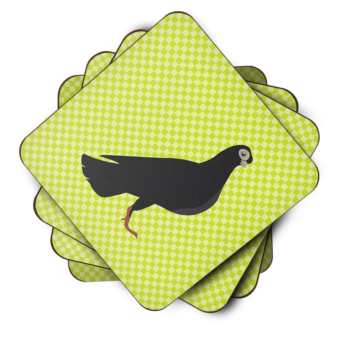Budapest Highflyer Pigeon Green Foam Coasters Set of 4 Cup Coasters for Indoor Outdoor, Tabletop Protection, Anti Slip, Mouse pad Material