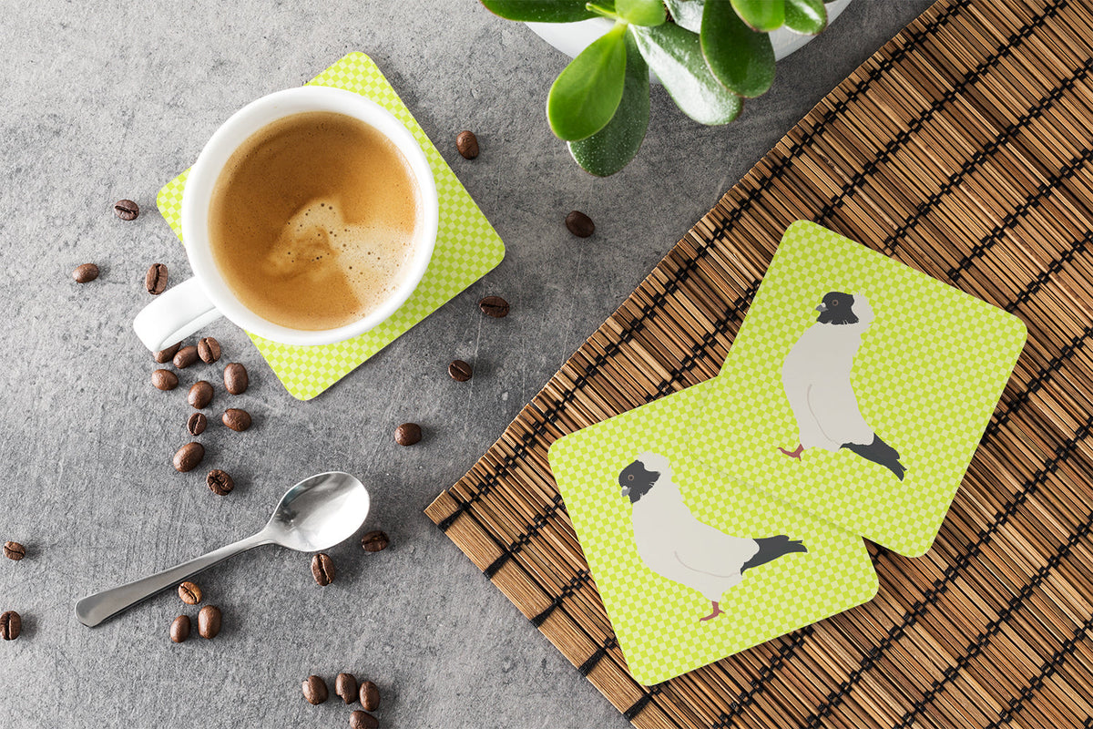 Nun Pigeon Green Foam Coasters Set of 4 Cup Coasters for Indoor Outdoor, Tabletop Protection, Anti Slip, Mouse pad Material