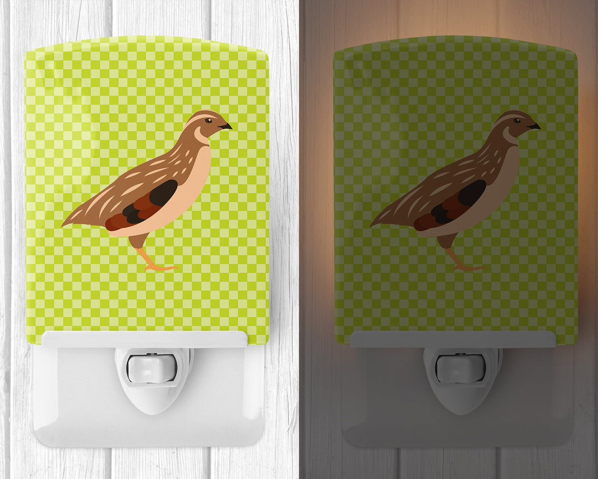 Golden Phoenix Quail Green Ceramic Night Light Compact, UL-Certified, Ideal for Bedroom, Bathroom, Nursery, Hallway, Kitchen, 6x4x3, Multicolor