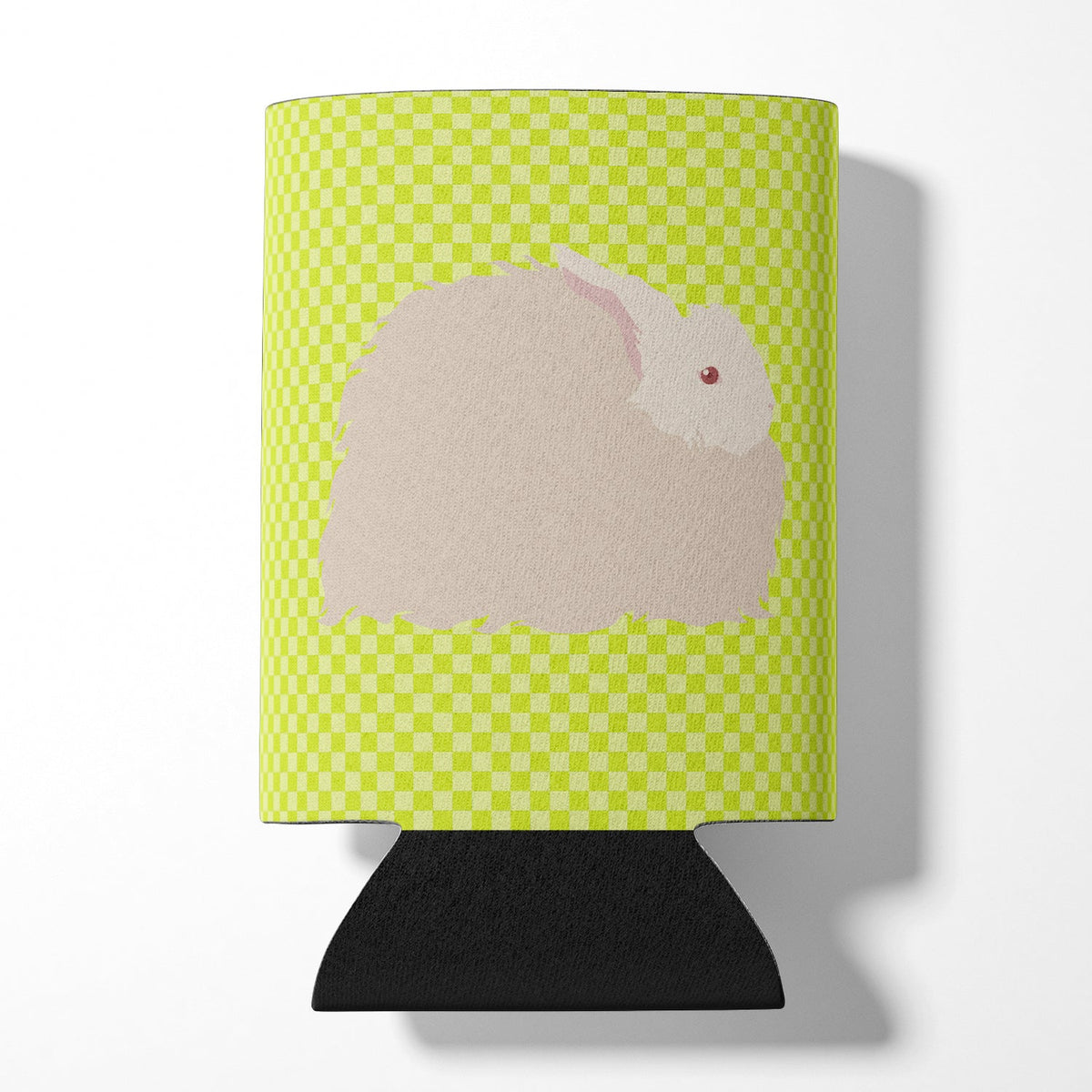 Fluffy Angora Rabbit Green Can or Bottle Hugger Cooler Sleeve for Standard 12 oz Cans, Insulated Foam Beer & Soda Can Hugger Reusable