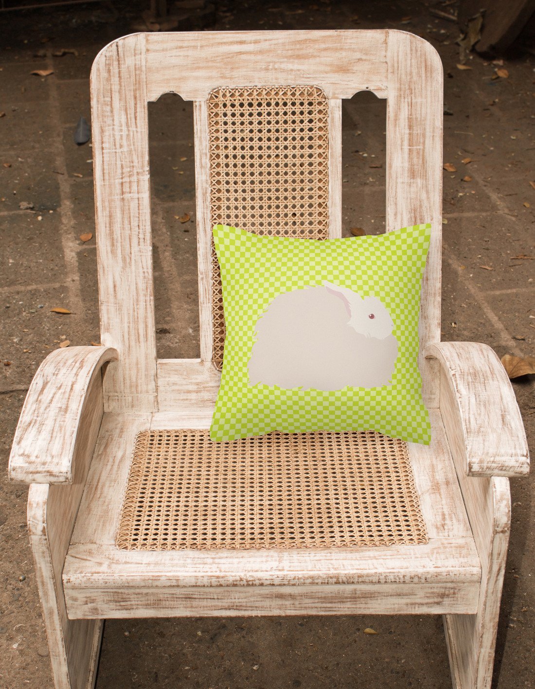 Fluffy Angora Rabbit Green Decorative Throw Pillow 18x18 Indoor Outdoor Accent Cushion, Fabric Cover with Insert for Sofa, Bed, Porch & Living Room