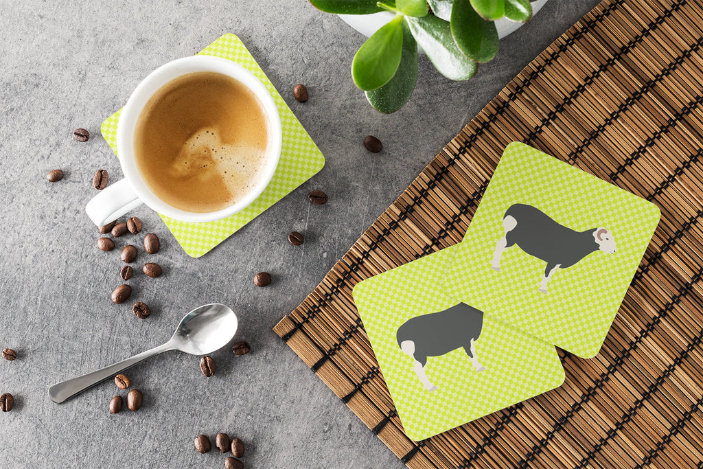 Herwick Sheep Green Foam Coasters Set of 4 Cup Coasters for Indoor Outdoor, Tabletop Protection, Anti Slip, Mouse pad Material