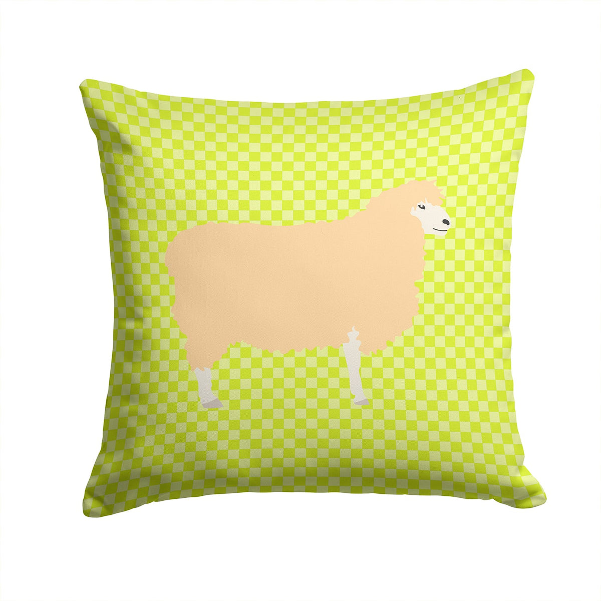English Leicester Longwool Sheep Green Decorative Throw Pillow 14x14 Indoor Outdoor Accent Cushion, Fabric Cover with Insert for Sofa, Bed, Porch & Living Room