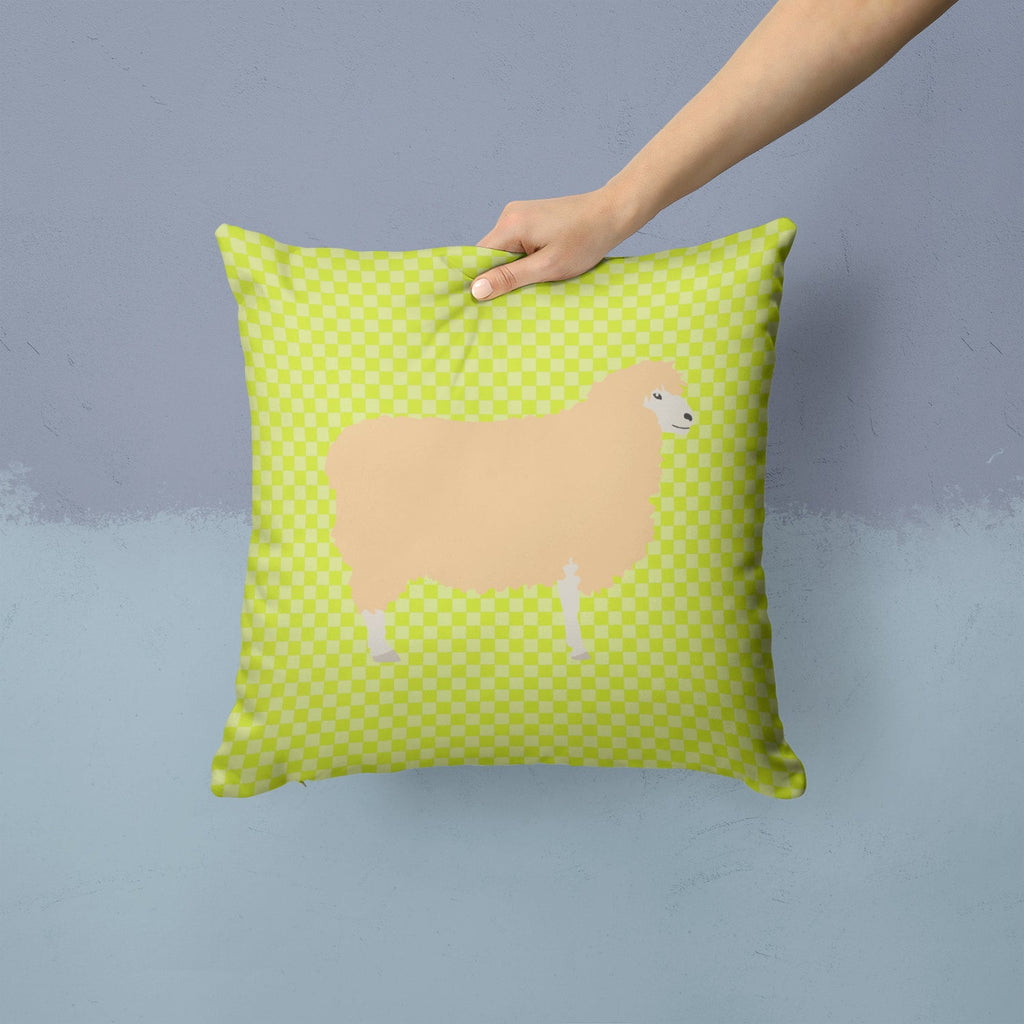 English Leicester Longwool Sheep Green Decorative Throw Pillow 14x14 Indoor Outdoor Accent Cushion, Fabric Cover with Insert for Sofa, Bed, Porch & Living Room
