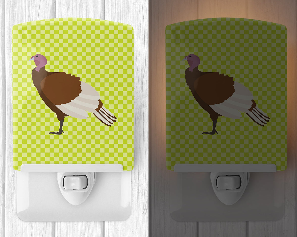 Bourbon Red Turkey Hen Green Ceramic Night Light Compact, UL-Certified, Ideal for Bedroom, Bathroom, Nursery, Hallway, Kitchen, 6x4x3, Multicolor