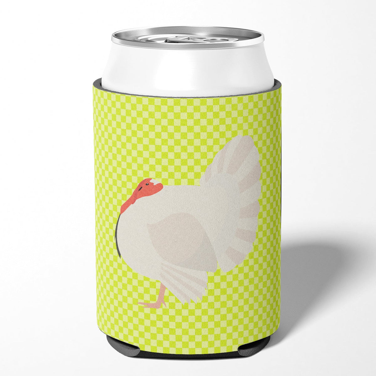 White Holland Turkey Green Can or Bottle Hugger Cooler Sleeve for Standard 12 oz Cans, Insulated Foam Beer & Soda Can Hugger Reusable