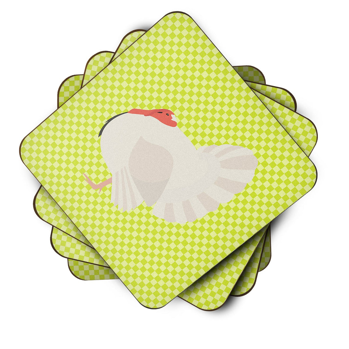 White Holland Turkey Green Foam Coasters Set of 4 Cup Coasters for Indoor Outdoor, Tabletop Protection, Anti Slip, Mouse pad Material