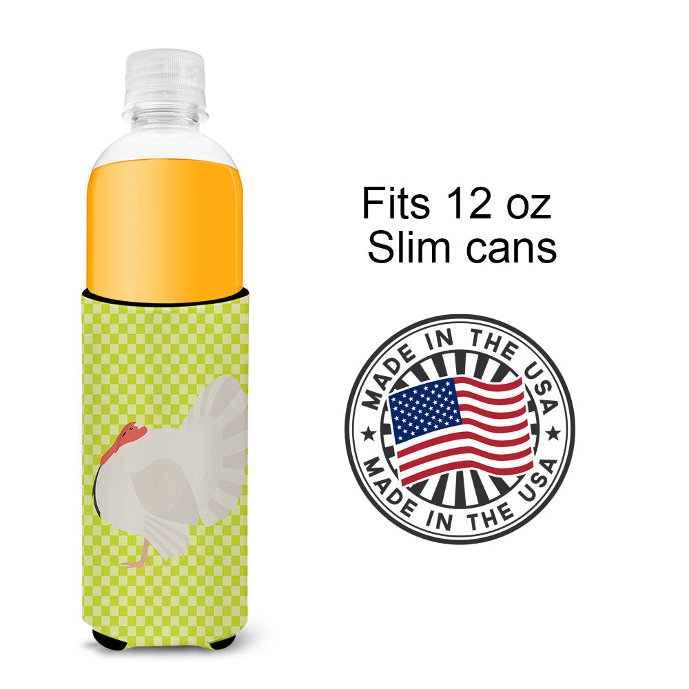 White Holland Turkey Green Slim Can Hugger , Insulated Foam Hugger for 12 oz Slim Cans, Beer Bottles & Water Bottles, Printed in USA