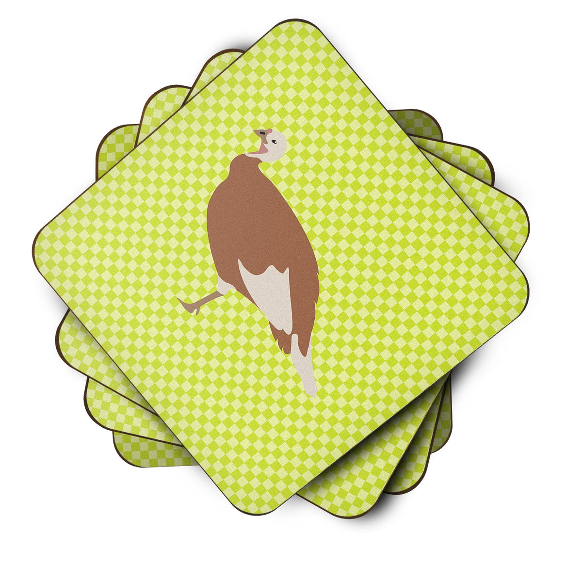 Jersey Buff Turkey Hen Green Foam Coasters Set of 4 Cup Coasters for Indoor Outdoor, Tabletop Protection, Anti Slip, Mouse pad Material