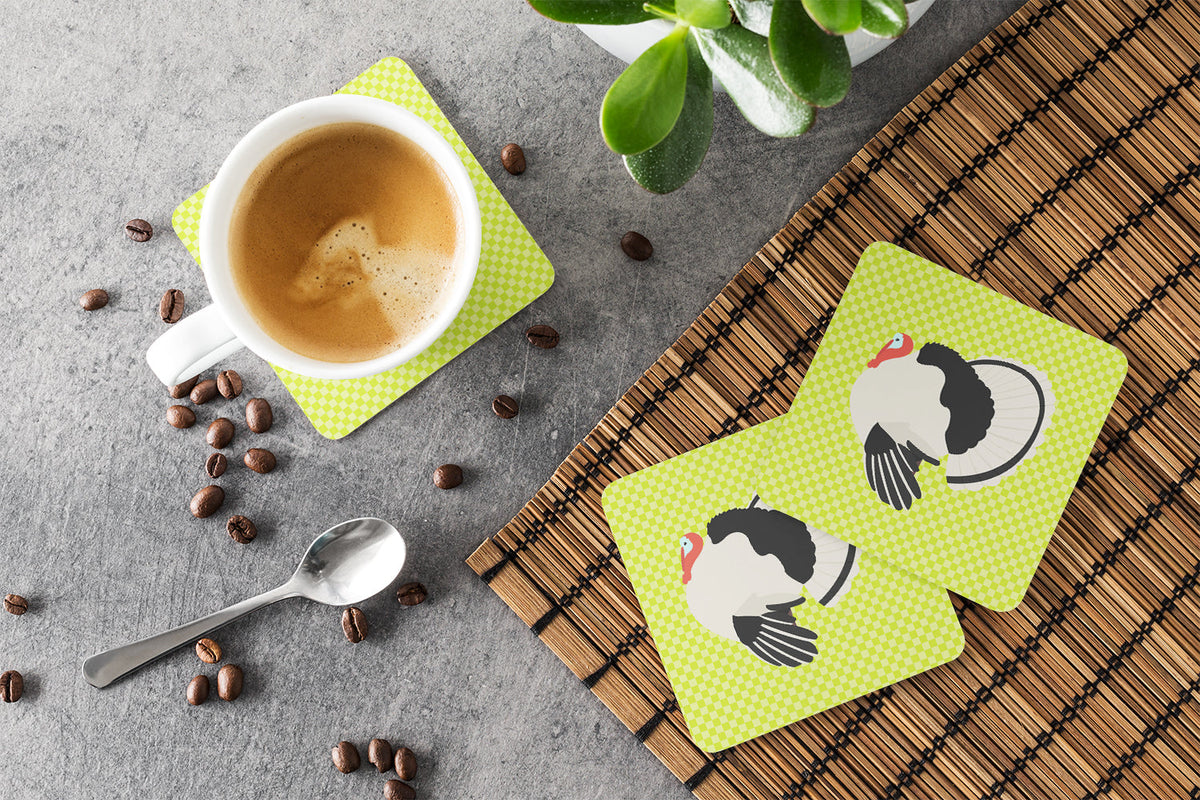 Royal Palm Turkey Green Foam Coasters Set of 4 Cup Coasters for Indoor Outdoor, Tabletop Protection, Anti Slip, Mouse pad Material