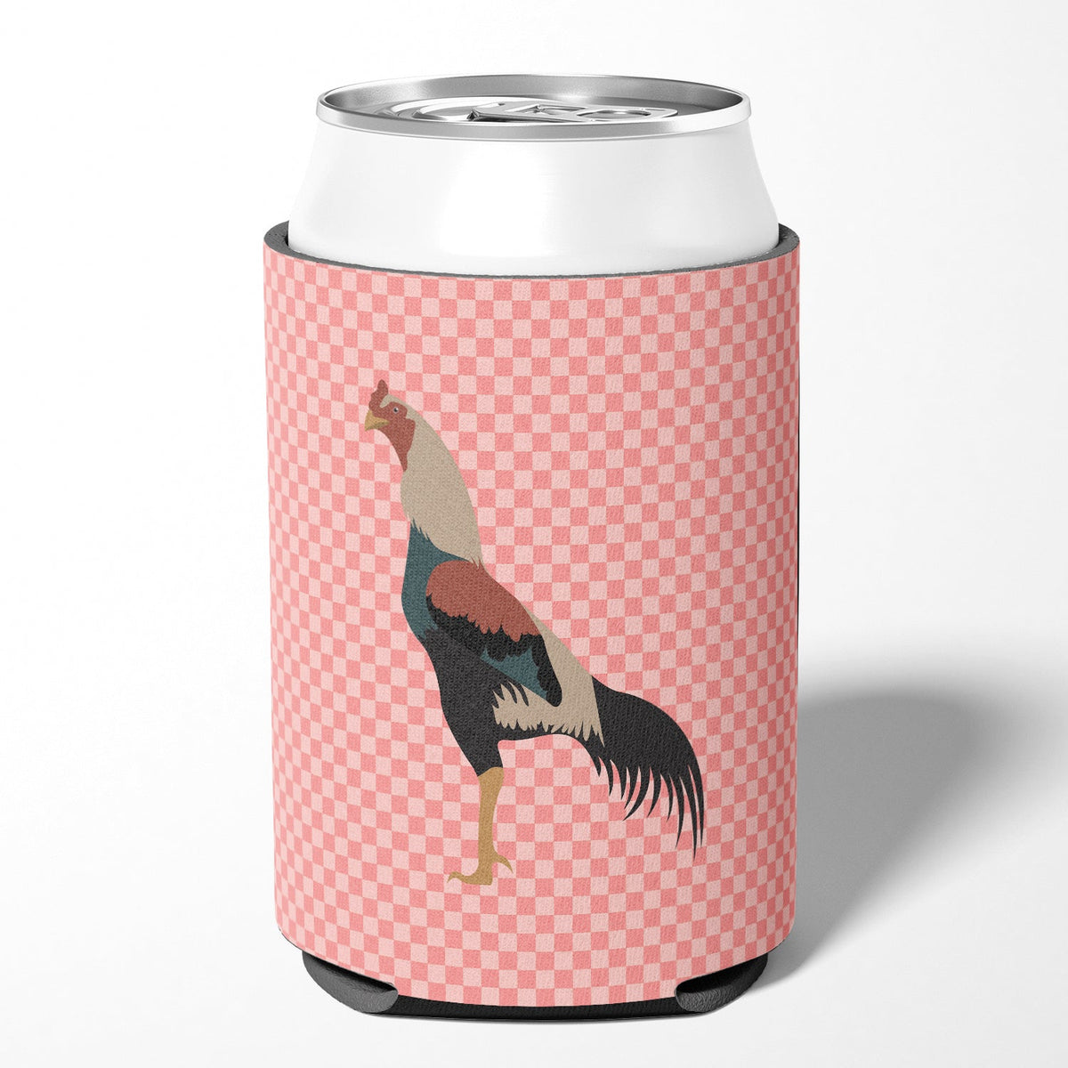 Kulang Chicken Pink Check Can or Bottle Hugger Cooler Sleeve for Standard 12 oz Cans, Insulated Foam Beer & Soda Can Hugger Reusable