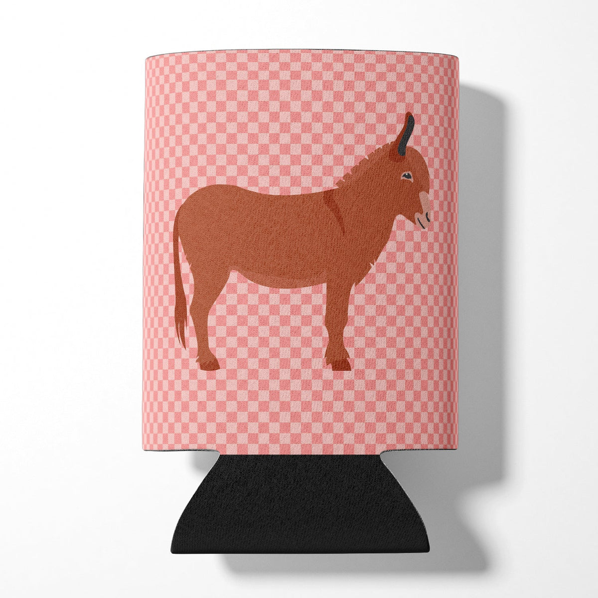 Irish Donkey Pink Check Can or Bottle Hugger Cooler Sleeve for Standard 12 oz Cans, Insulated Foam Beer & Soda Can Hugger Reusable
