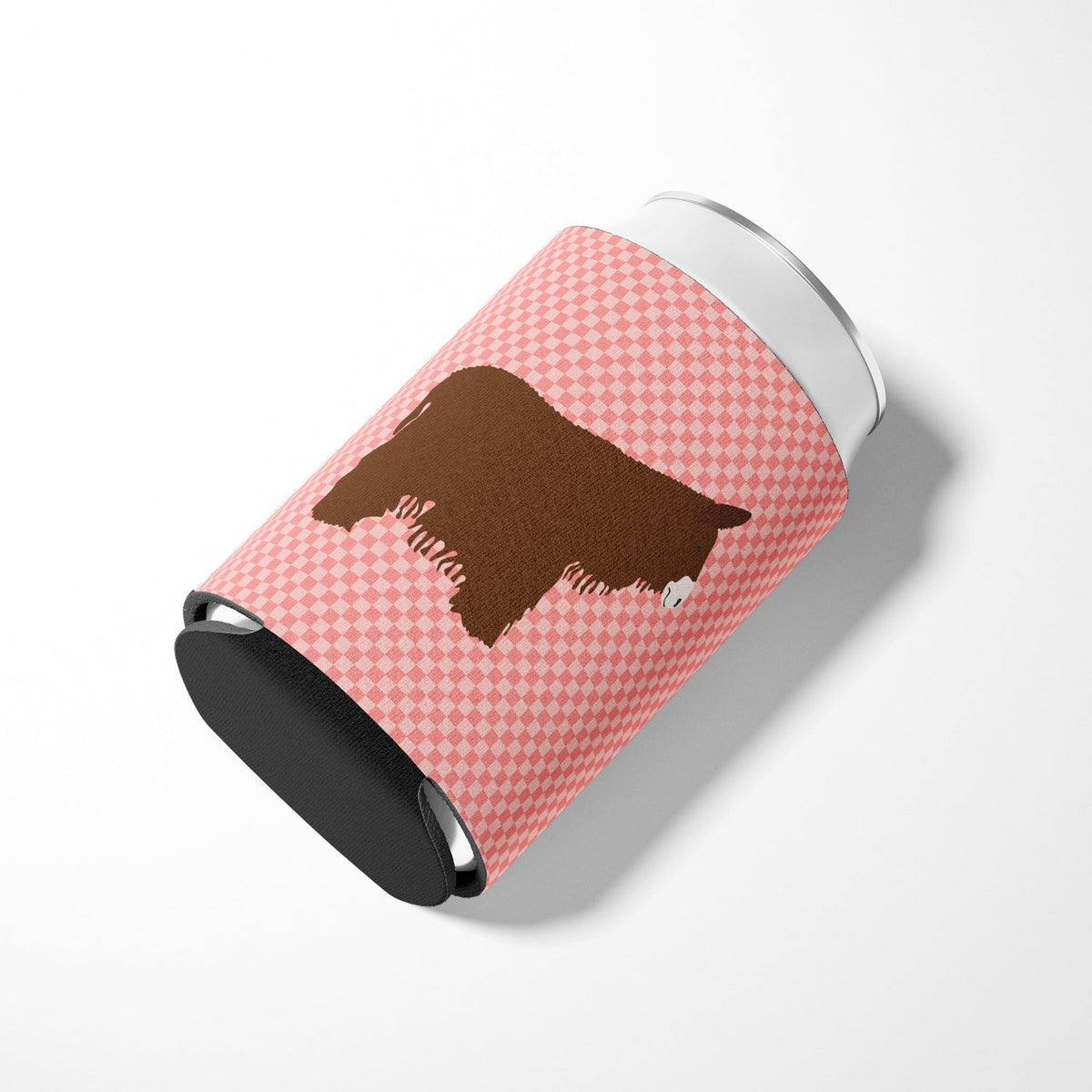 Poitou Poiteuin Donkey Pink Check Can or Bottle Hugger Cooler Sleeve for Standard 12 oz Cans, Insulated Foam Beer & Soda Can Hugger Reusable