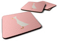 Bali Duck Pink Check Foam Coasters Set of 4 Cup Coasters for Indoor Outdoor, Tabletop Protection, Anti Slip, Mouse pad Material