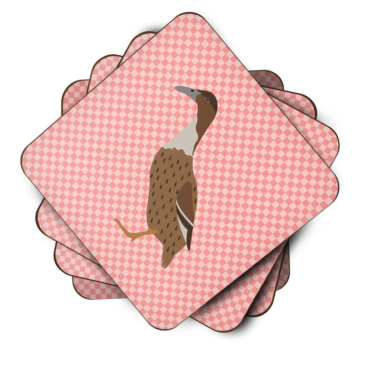 Dutch Hook Bill Duck Pink Check Foam Coasters Set of 4 Cup Coasters for Indoor Outdoor, Tabletop Protection, Anti Slip, Mouse pad Material