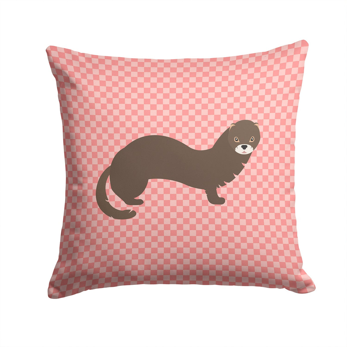 Russian or European Mink Pink Check Decorative Throw Pillow 14x14 Indoor Outdoor Accent Cushion, Fabric Cover with Insert for Sofa, Bed, Porch & Living Room