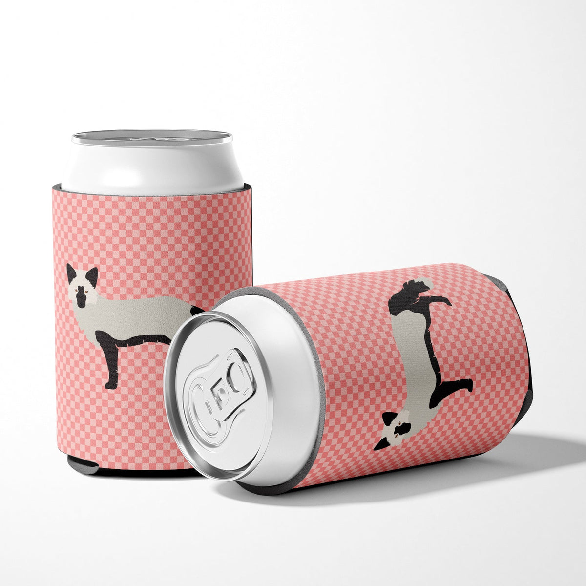 Silver Fox Pink Check Can or Bottle Hugger Cooler Sleeve for Standard 12 oz Cans, Insulated Foam Beer & Soda Can Hugger Reusable