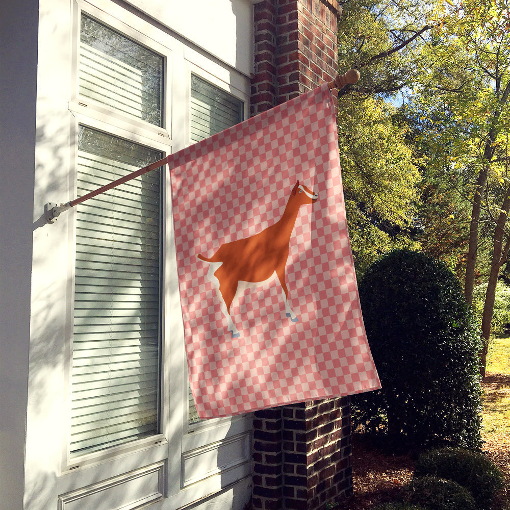 Toggenburger Goat Pink Check House Flag 28x40 Porch Sleeve Pole Decorative Outside Yard Banner Artwork Wall Hanging, Polyester