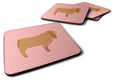 American Lamancha Goat Pink Check Foam Coasters Set of 4 Cup Coasters for Indoor Outdoor, Tabletop Protection, Anti Slip, Mouse pad Material