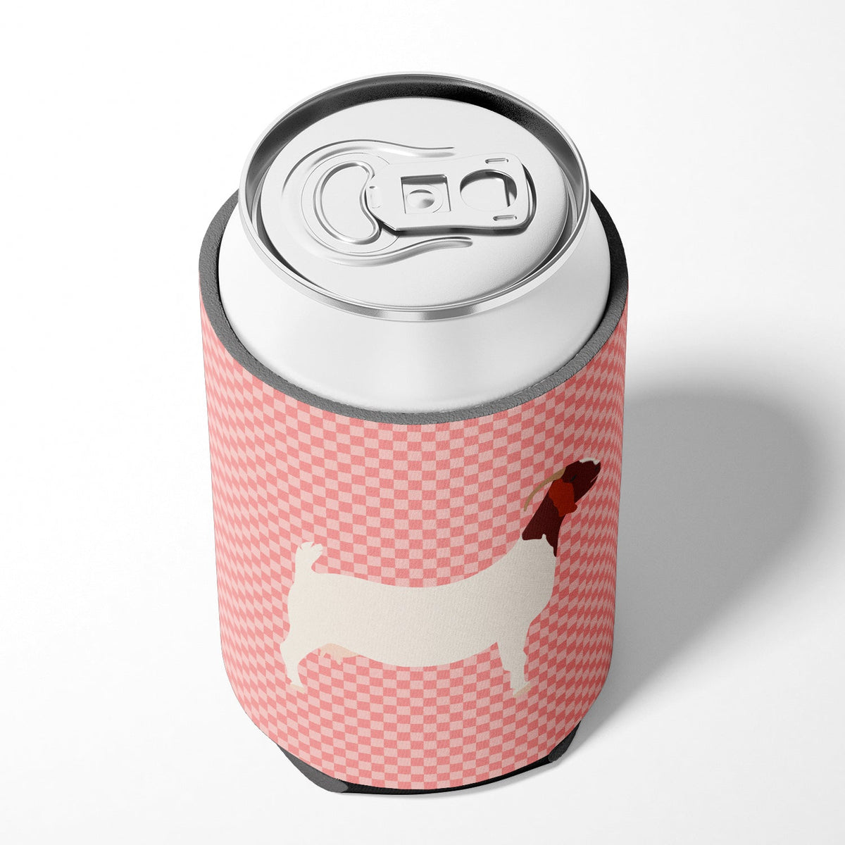 Boer Goat Pink Check Can or Bottle Hugger Cooler Sleeve for Standard 12 oz Cans, Insulated Foam Beer & Soda Can Hugger Reusable