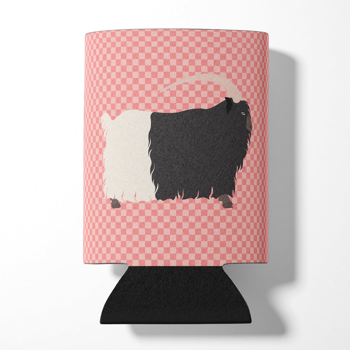 Welsh Black-Necked Goat Pink Check Can or Bottle Hugger Cooler Sleeve for Standard 12 oz Cans, Insulated Foam Beer & Soda Can Hugger Reusable