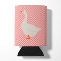 Embden Goose Pink Check Can or Bottle Hugger Cooler Sleeve for Standard 12 oz Cans, Insulated Foam Beer & Soda Can Hugger Reusable