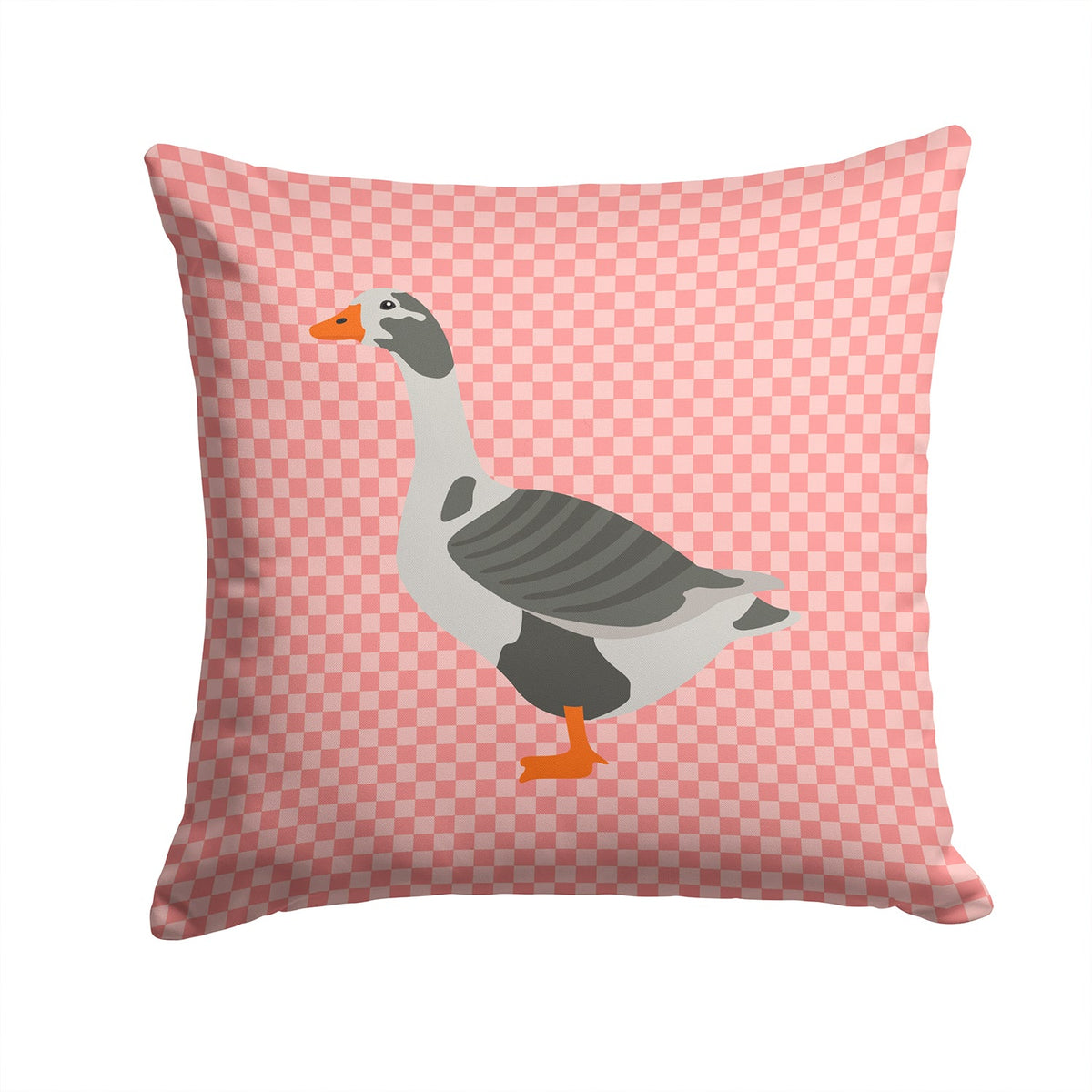 West of England Goose Pink Check Decorative Throw Pillow 14x14 Indoor Outdoor Accent Cushion, Fabric Cover with Insert for Sofa, Bed, Porch & Living Room