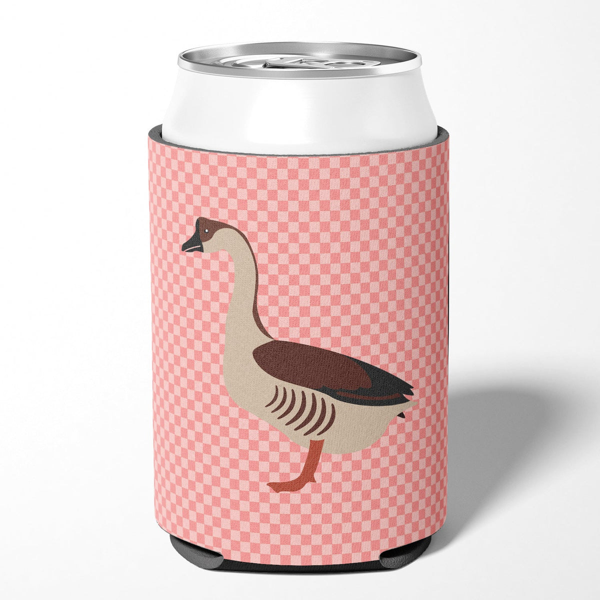Chinese Goose Pink Check Can or Bottle Hugger Cooler Sleeve for Standard 12 oz Cans, Insulated Foam Beer & Soda Can Hugger Reusable