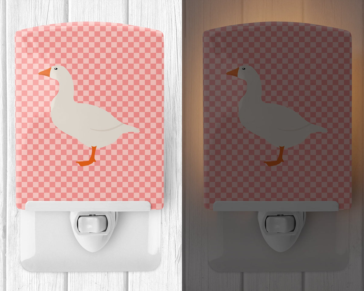 Shire Horse Pink Check Ceramic Night Light Compact, UL-Certified, Ideal for Bedroom, Bathroom, Nursery, Hallway, Kitchen, 6x4x3, Multicolor