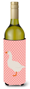 Shire Horse Pink Check Wine Bottle Hugger Gift Sleeve for Standard 750 ml Bottles, Insulated Reusable Also Fits Mini Shot & Pint Bottles