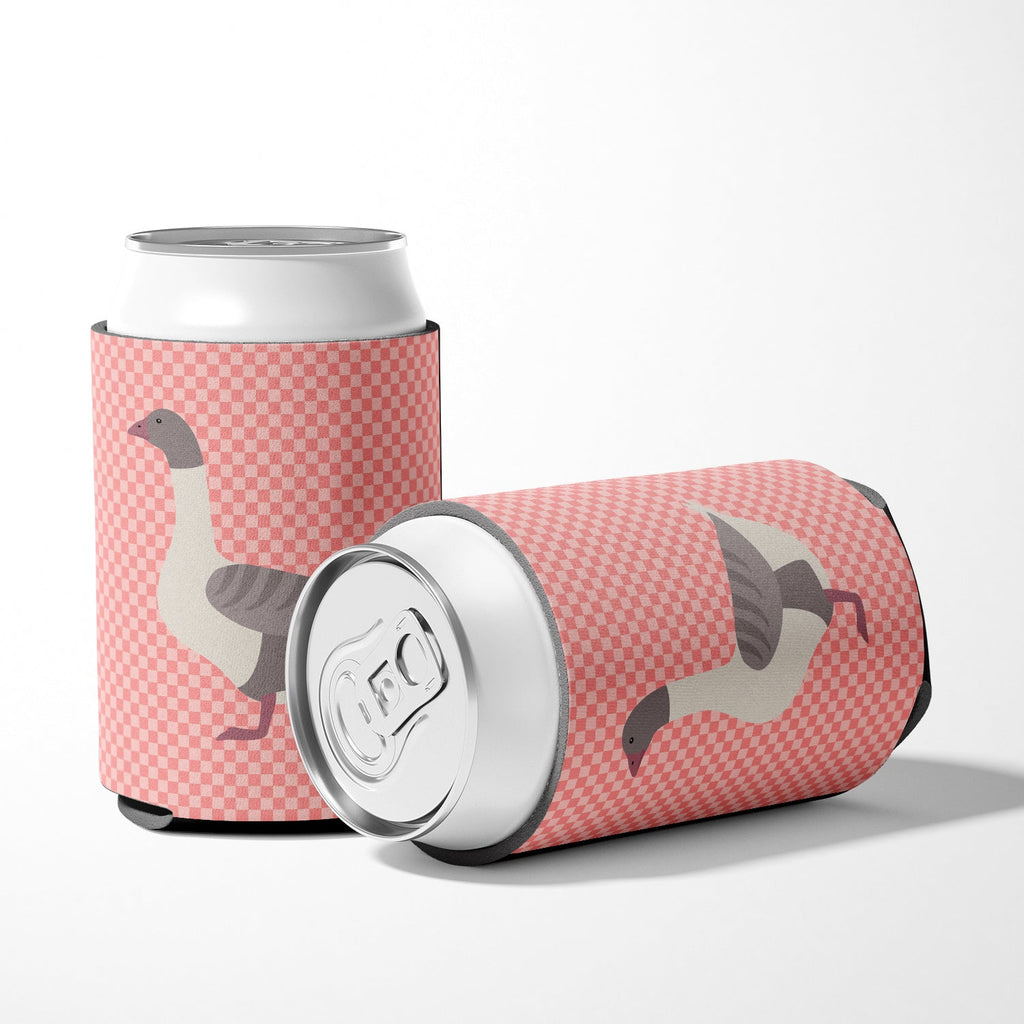 Buff Grey Back Goose Pink Check Can or Bottle Hugger Cooler Sleeve for Standard 12 oz Cans, Insulated Foam Beer & Soda Can Hugger Reusable