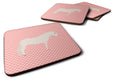 Paso Fino Horse Pink Check Foam Coasters Set of 4 Cup Coasters for Indoor Outdoor, Tabletop Protection, Anti Slip, Mouse pad Material