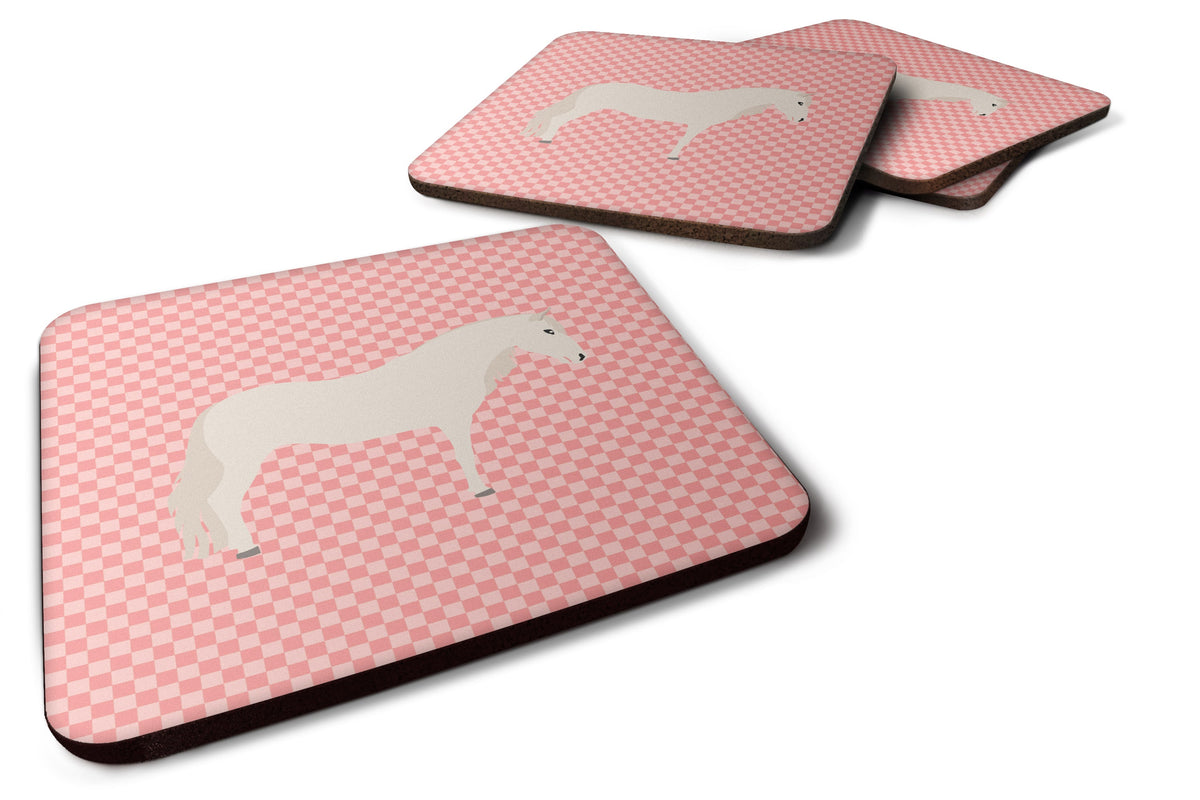Paso Fino Horse Pink Check Foam Coasters Set of 4 Cup Coasters for Indoor Outdoor, Tabletop Protection, Anti Slip, Mouse pad Material