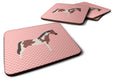 Pinto Horse Pink Check Foam Coasters Set of 4 Cup Coasters for Indoor Outdoor, Tabletop Protection, Anti Slip, Mouse pad Material
