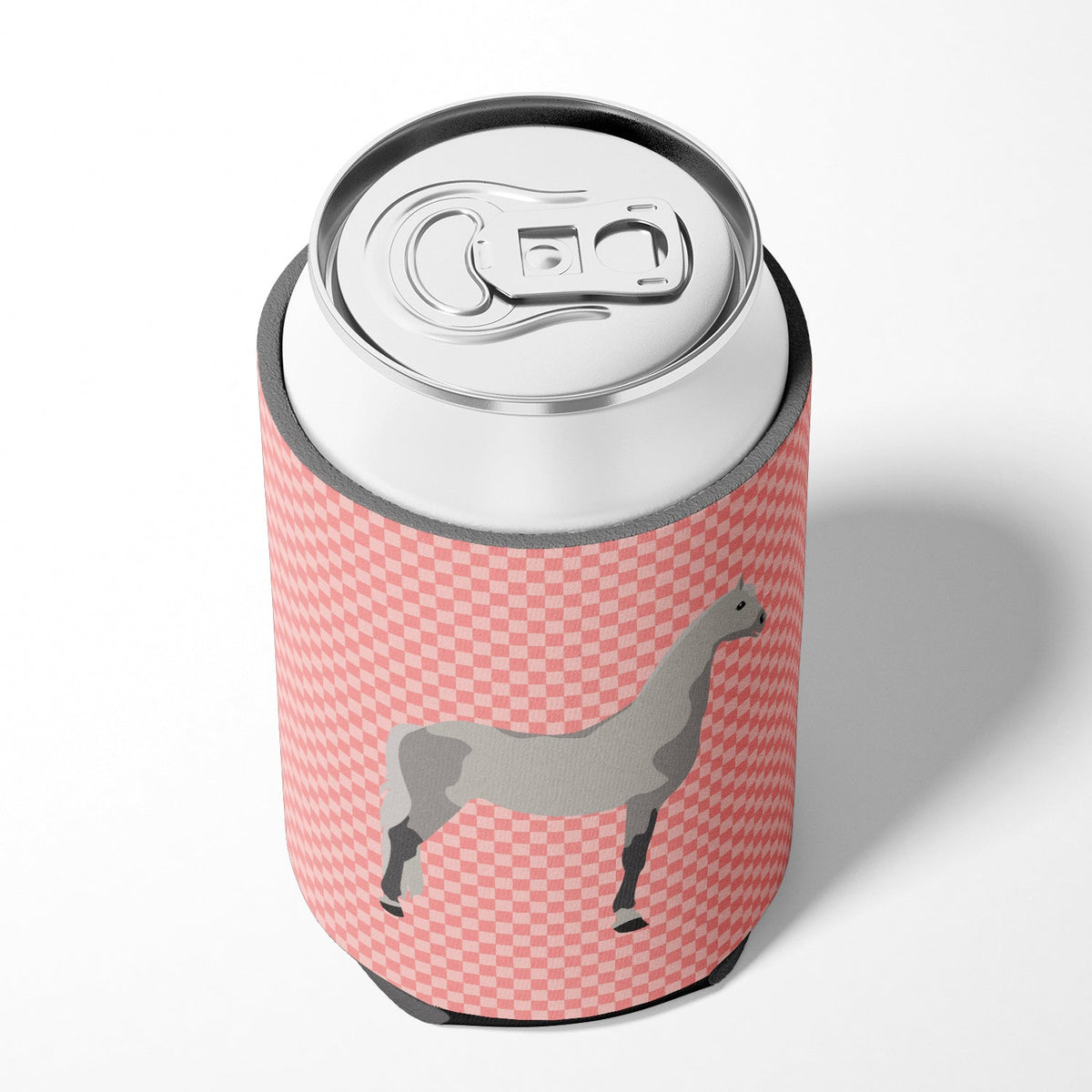 Orlov Trotter Horse Pink Check Can or Bottle Hugger Cooler Sleeve for Standard 12 oz Cans, Insulated Foam Beer & Soda Can Hugger Reusable
