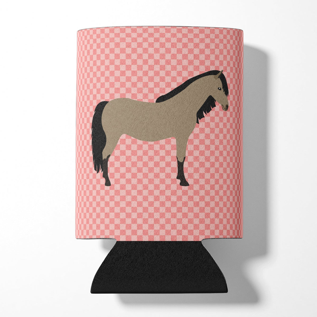 Welsh Pony Horse Pink Check Can or Bottle Hugger Cooler Sleeve for Standard 12 oz Cans, Insulated Foam Beer & Soda Can Hugger Reusable