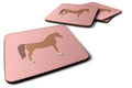 Arabian Horse Pink Check Foam Coasters Set of 4 Cup Coasters for Indoor Outdoor, Tabletop Protection, Anti Slip, Mouse pad Material